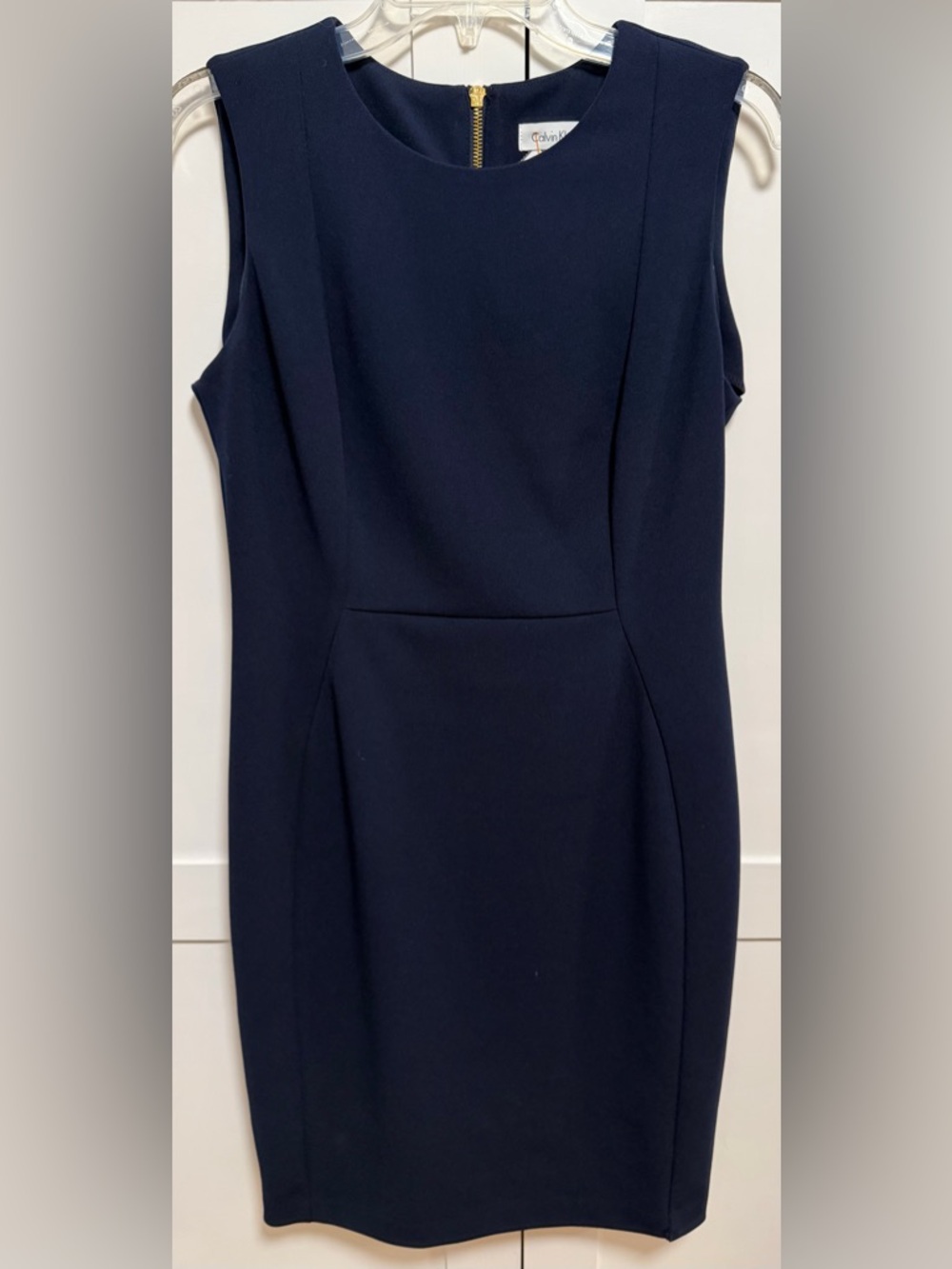 Calvin Klein Sleeveless Navy Sheath Midi Dress. Size-10
